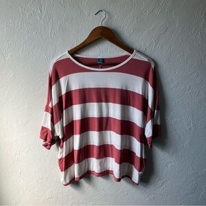 Old Navy Luxe Pink Striped Short Sleeve Relaxed Shirt Size Medium